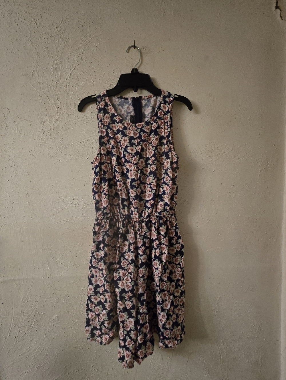 My Michelle Navy Romper with Pink Floral Print